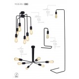 ALDEX 857B | EkoA Aldex stolna svjetiljka 43cm sa prekidačem na kablu 1x E27 crno