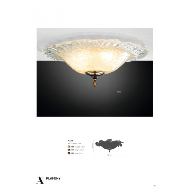 AMPLEX 8804 | Plafony Amplex stropne svjetiljke svjetiljka 3x E27 mat patinastosto