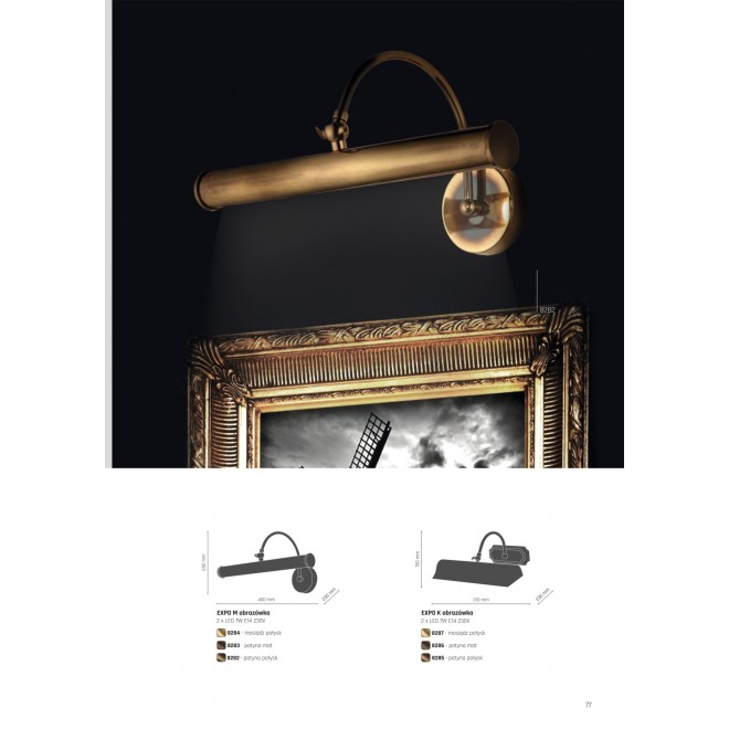 AMPLEX 8284 | Expo Amplex zidna svjetiljka pomjerljivo 2x E14 sjajni zlatni bakar