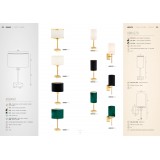 ARGON 8108 | Abruzzo-AR Argon stolna svjetiljka 37cm sa prekidačem na kablu 1x E14 brušeno zlato, zeleno