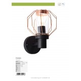 BRILLIANT 96359/76 | Fannia Brilliant zidna svjetiljka 1x E27 IP44 crno, crveni bakar