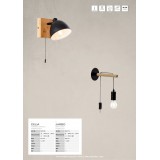BRILLIANT 98977/76 | Jarbo Brilliant zidna svjetiljka sa prekidačem na kablu 1x E27 crno, drvo