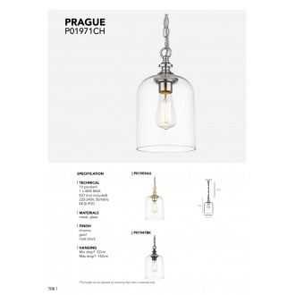 COSMOLIGHT P01909AU | Prague Cosmolight visilice svjetiljka 1x E27 zlatno, prozirno