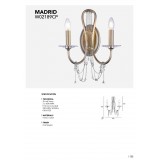 COSMOLIGHT W02189CP | Madrid-COS Cosmolight zidna svjetiljka 2x E14 šampanjac žuto, prozirno, srebrno