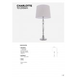 COSMOLIGHT T01295CH-WH | Charlotte-COS Cosmolight stolna svjetiljka 75cm s prekidačem 1x E27 krom, prozirno, bijelo