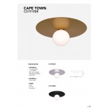 COSMOLIGHT C01919BR | Cape-Town Cosmolight zidna, stropne svjetiljke svjetiljka 1x G9 mesing, opal