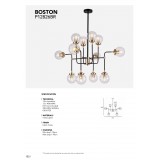 COSMOLIGHT P12826BR | Boston-COS Cosmolight luster svjetiljka 12x E27 crno, mesing, prozirno