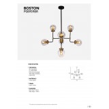 COSMOLIGHT P08959BR | Boston-COS Cosmolight luster svjetiljka 8x E27 crno, mesing, prozirno