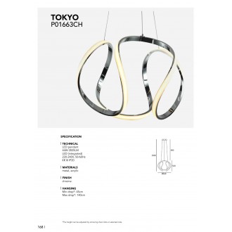 COSMOLIGHT P01663CH | Tokyo-COS Cosmolight visilice svjetiljka 1x LED 2835lm 3000K krom, opal