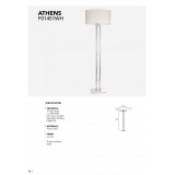 COSMOLIGHT F01451CH-WH | Athens Cosmolight podna svjetiljka 150cm sa nožnim prekidačem 1x E27 krom, bijelo