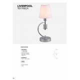 COSMOLIGHT T01193CH-WH | Liverpool-COS Cosmolight stolna svjetiljka 38,5cm s prekidačem 1x E14 krom, prozirno, bijelo