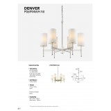 COSMOLIGHT P06994NI-WH | Denver-COS Cosmolight luster svjetiljka 6x E14 nikel, bijelo