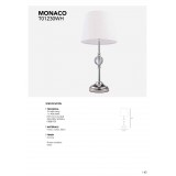 COSMOLIGHT T01230CH-WH | Monaco-COS Cosmolight stolna svjetiljka 50,4cm s prekidačem 1x E27 krom, prozirno, bijelo