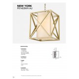 COSMOLIGHT P01403AU-WH | New-York-COS Cosmolight visilice svjetiljka kocka 1x E27 zlatno, sivobijela