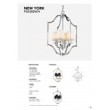 COSMOLIGHT P04380CH-WH | New-York-1 Cosmolight luster svjetiljka 4x E14 krom, kristal, bijelo