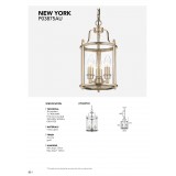 COSMOLIGHT P03875AU | New-York-2 Cosmolight visilice svjetiljka 3x E14 zlatno, prozirno