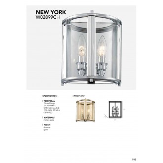 COSMOLIGHT W02312AU | New-York-2 Cosmolight zidna svjetiljka 2x E14 zlatno, prozirno