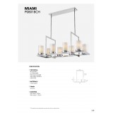 COSMOLIGHT P08018CH | Miami-COS Cosmolight visilice svjetiljka s podešavanjem visine 8x E27 krom, opal, prozirno