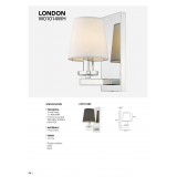 COSMOLIGHT W01014CH-WH | London-COS Cosmolight zidna svjetiljka 1x E14 krom, bijelo