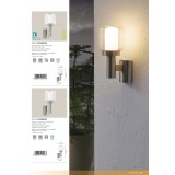 EGLO 95017 | Poliento Eglo zidna svjetiljka sa senzorom 1x E27 IP44 plemeniti čelik, čelik sivo, prozirna, bijelo