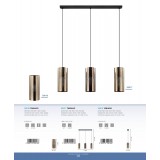 EGLO 99018 | Tabiago Eglo stolna svjetiljka 30cm sa prekidačem na kablu 1x E27 ružičastozlatno, crno