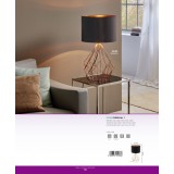 EGLO 99289 | Lidsing Eglo stolna svjetiljka 48cm sa prekidačem na kablu 1x E27 prozirno, sivo, bezbojno