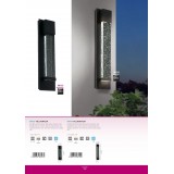 EGLO 98153 | Villagrazia Eglo zidna svjetiljka oblik cigle 2x LED 680lm 3000K IP44 crno, prozirna, efekt mjehura