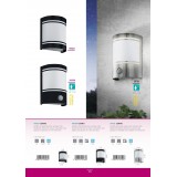 EGLO 30192 | Cerno Eglo zidna svjetiljka sa senzorom 1x E27 IP44 plemeniti čelik, čelik sivo, saten