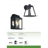 EGLO 98719 | Mirandola Eglo zidna svjetiljka 1x E27 IP44 crno, prozirno
