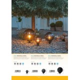 EGLO 900201 | Monterollo-Smoke Eglo ubodne svjetiljke svjetiljka kuglasta sa kablom i vilastim utikačem 1x E27 IP44 crno, prozirna crna