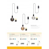 EGLO 900211 | Vignanello Eglo visilice svjetiljka kuglasta s prekidačem baterijska/akumulatorska 1x LED 3000K IP44 crno, jantar