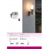 EGLO 95016 | Poliento Eglo zidna svjetiljka 1x E27 IP44 plemeniti čelik, čelik sivo, prozirna, bijelo