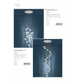 EGLO 39546 | Corliano Eglo visilice svjetiljka jačina svjetlosti se može podešavati 17x LED 8500lm 3000K krom, kristal, prozirno