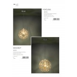 EGLO 39755 | Skoura Eglo visilice svjetiljka 1x E27 crno, mesing