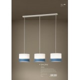 EGLO 39555 | Spaltini Eglo visilice svjetiljka 3x E27 satenski nikal, bijelo, plavo