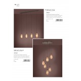 EGLO 39507 | Siracusa Eglo visilice svjetiljka 4x E27 smeđe, bakar