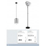 EGLO 43356 | Bittams Eglo podna svjetiljka 148,5cm sa prekidačem na kablu 1x E27 crno, bijelo