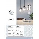EGLO 43421 | Bittams Eglo stolna svjetiljka 57cm sa prekidačem na kablu 1x E27 crno, bijelo
