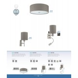 EGLO 94925 | Eglo-Pasteri-T Eglo zidna svjetiljka s prekidačem 1x E27 mat taupe, bijelo, poniklano mat