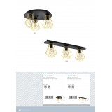EGLO 43655 | Tarbes Eglo stropne svjetiljke svjetiljka 3x E27 crno, mesing