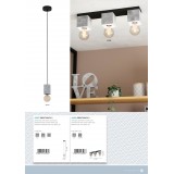 EGLO 43596 | Prestwick Eglo stropne svjetiljke svjetiljka 3x E27 crno, sivo