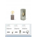 EGLO 49812 | Prestwick Eglo stolna svjetiljka 13cm sa prekidačem na kablu 1x E27 sivo