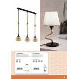 EGLO 43199 | Rampside Eglo stolna svjetiljka 40cm sa prekidačem na kablu 1x E27 crno, bezbojno, krem