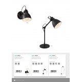 EGLO 49469 | Priddy Eglo stolna svjetiljka 42,5cm sa prekidačem na kablu elementi koji se mogu okretati 1x E27 crno, bijelo