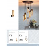 EGLO 49698 | Littleton Eglo zidna svjetiljka 1x E27 crno, smeđe, drvo