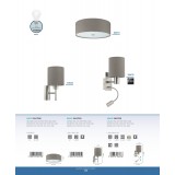 EGLO 96478 | Eglo-Pasteri-T Eglo zidna svjetiljka s prekidačem fleksibilna 1x E27 + 1x LED 380lm mat taupe, bijelo, poniklano mat