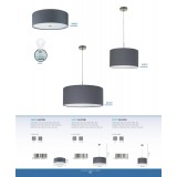EGLO 94921 | Eglo-Pasteri-G Eglo stropne svjetiljke svjetiljka okrugli 3x E27 mat sivo, bijelo, poniklano mat