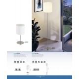 EGLO 31594 | Eglo-Pasteri-W Eglo stolna svjetiljka 40cm sa prekidačem na kablu 1x E27 bijelo mat, poniklano mat