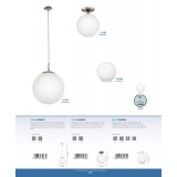EGLO 91589 | Rondo Eglo stropne svjetiljke svjetiljka kuglasta 1x E27 poniklano mat, opal mat