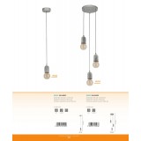 EGLO 95523 | Silvares Eglo visilice svjetiljka 3x E27 sivo